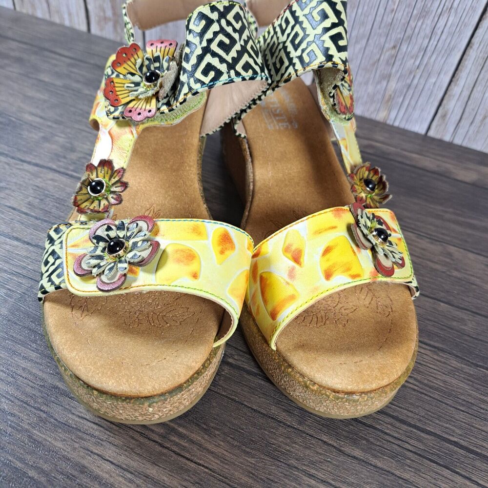 L'Artiste By Spring Step Radd Floral Cork Wedge Sandals Women's 10.5-11 EU 42 - Picture 8 of 10